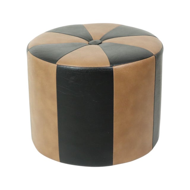 Vintage Brown 2-Tone Skai Ottoman, 1960s For Sale - Image 12 of 12