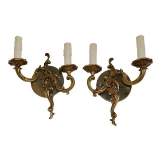 Vintage Electric Bronze Sconces - A Pair For Sale