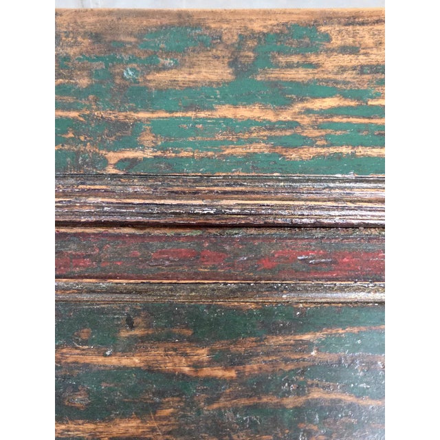 Vintage Teak Coffee Table Made From an Old Reclaimed Door With Green Paint For Sale - Image 14 of 16