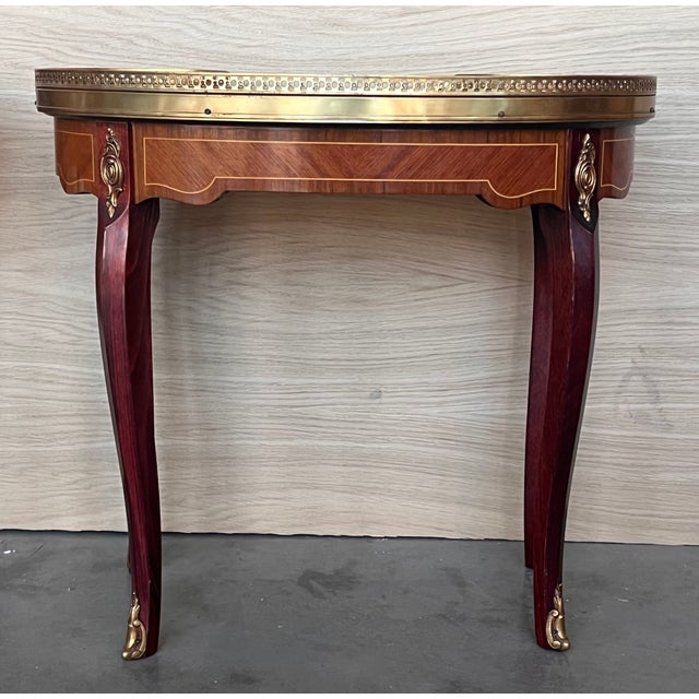 Pair of French Kidney Shape Nightstands Bedside Tables Louis Xvi, Circa 1910 For Sale - Image 4 of 12