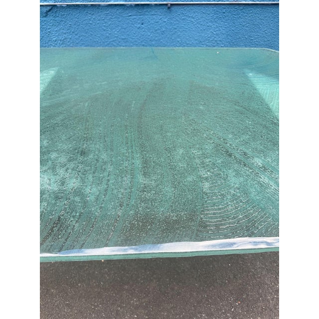Metal Postmodern Coffee Table with Textured Glass Top, 1980s For Sale - Image 7 of 18