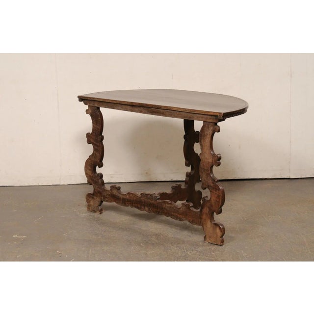 Brown Italian Demi-Lune with Scalloped Base, 19th C For Sale - Image 8 of 11