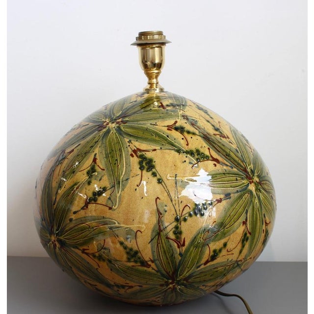 1980s Large Hand-Glazed Ceramic Table Lamp, 1980s For Sale - Image 5 of 18