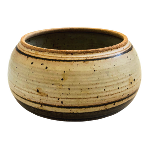 Large Speckled Gray Studio Pottery Bowl