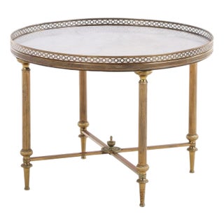 A French Directoire-Style Round Brass Occasional Table, C. 1945. For Sale
