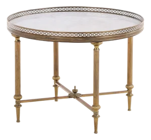 A French Directoire-Style Round Brass Occasional Table, C. 1945.