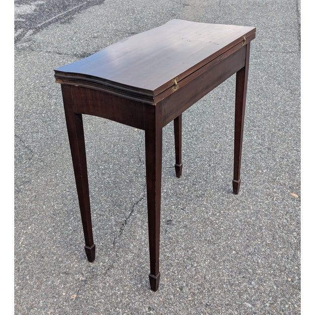 1980s George III Style Brandt Mahogany Flip-Top Games or Console Table For Sale In Washington DC - Image 6 of 11
