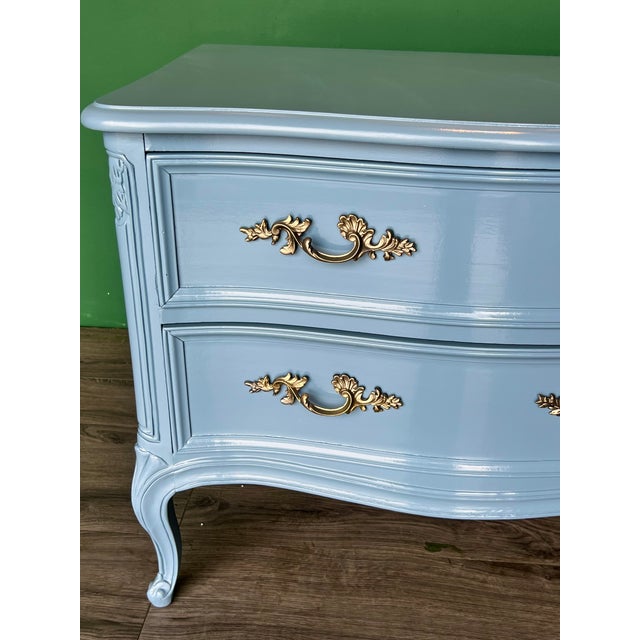 1970s Pair of French Provincial Light Blue Lacquered Nightstands For Sale - Image 15 of 15
