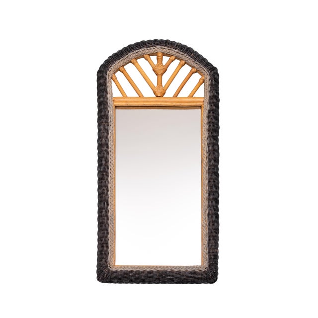 Wood Vintage Italian Wall Mirror in Rattan and Wicker, 1970s For Sale - Image 7 of 7