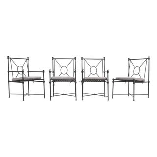 Set of Four Rh Catalina Aluminum Patio Garden Dining Armchairs For Sale
