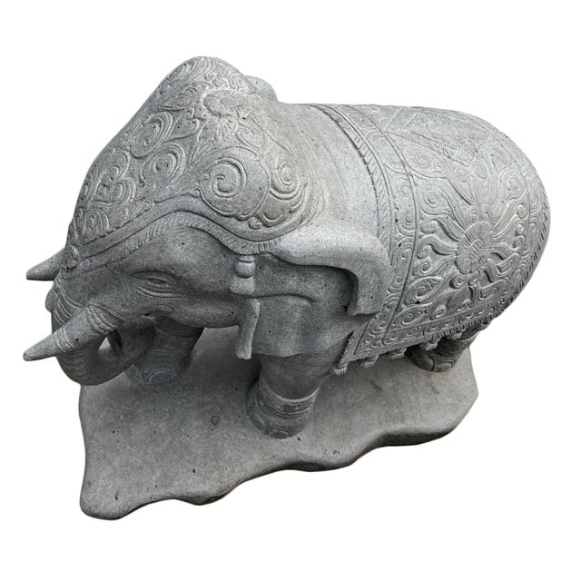 Vintage Stone Carved Elephant Statue For Sale In Los Angeles - Image 6 of 11