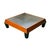Contemporary Brown Black Geometric Pattern Square Block Legs Coffee Table For Sale - Image 3 of 10