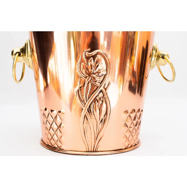Copper Art Deco Champagne or Wine Cooler in Copper and Brass, Vienna, Austria, 1920s For Sale - Image 8 of 9