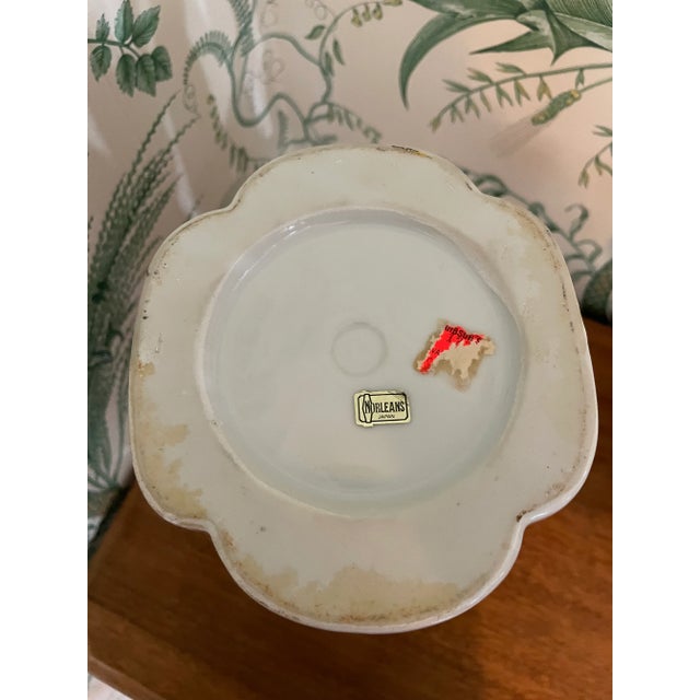 Ceramic 1960’s Salmon and Gold Chrysanthemum Chinoiserie Vase by Norleans For Sale - Image 7 of 8