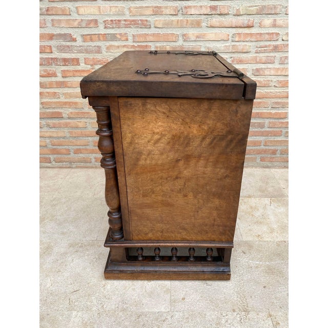 1920s Antique Solid Wood Chest with Turned Columns, 1920s For Sale - Image 5 of 12
