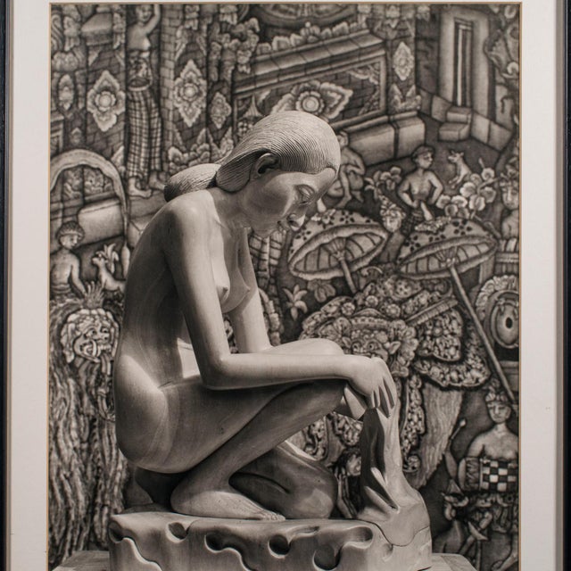 Vintage Photograph of Balinese Wood Carving, Oriental, Monochrome, Mid Century For Sale - Image 4 of 8