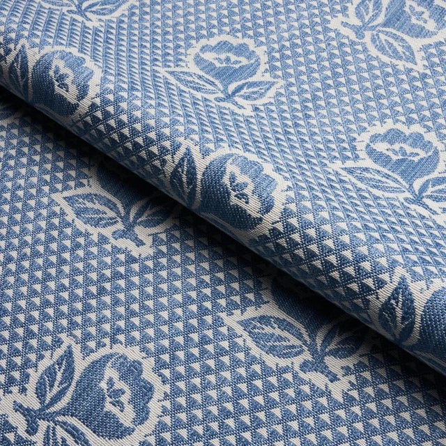 Schumacher Schumacher Fleurette Fabric in Denim For Sale - Image 4 of 5