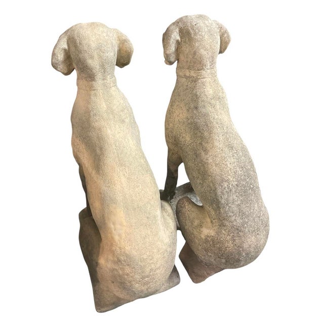 These charming, vintage cast stone hounds offer an instant dose of classic architectural elegance, perfect for anchoring a...