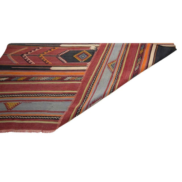 Mid 20th Century Vintage Handwoven Turkish Kilim Rug For Sale - Image 5 of 7