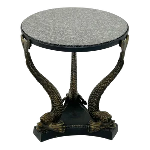Late 20th Century Bronze Dolphin Leg Side Table