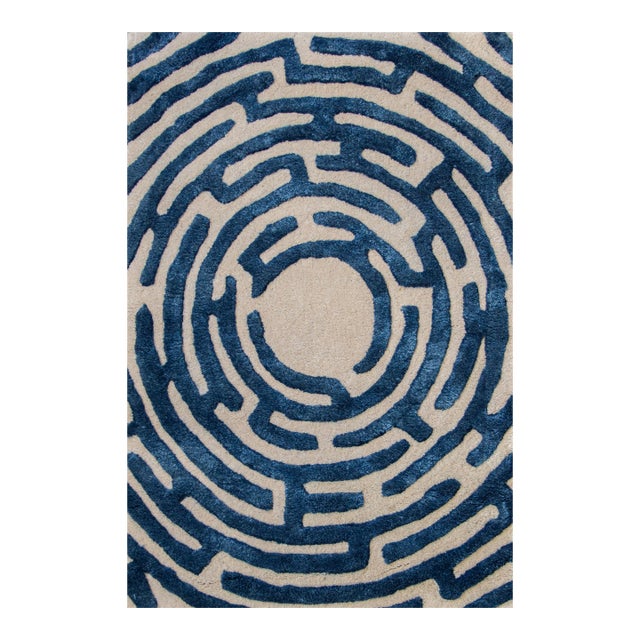 Sample Amiens Maze Rug Bluebery Blue, 12x12 For Sale