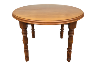 Round Extendable Table in Oak Veneer with Wood Base, 1970s