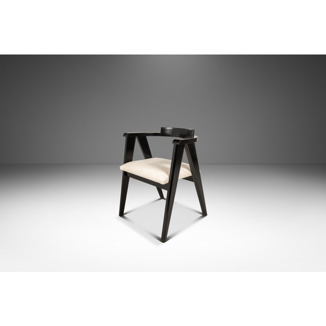 Mid-Century Modern Set of Four (4) Bespoke Compass Dining Chairs in the Manner of Alan Gould for Knoll in Bouclé Upholstery, Usa, C. 1950's For Sale - Image 3 of 18