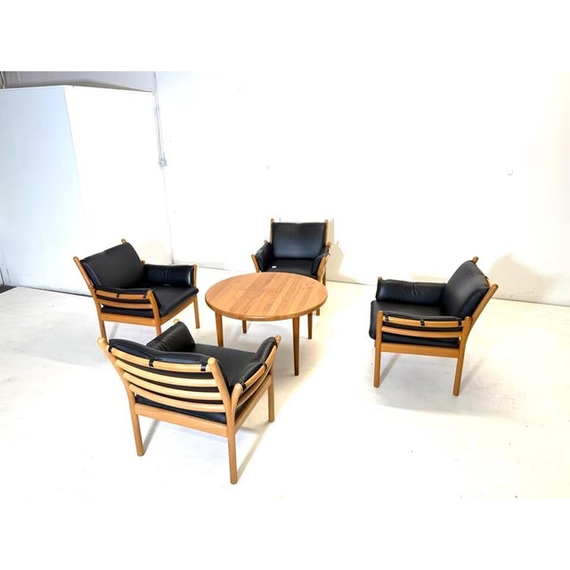 Genius 4 Armchair and Table by Illum Wikkelsø for CFC Silkeborg, Set of 5 For Sale - Image 14 of 14