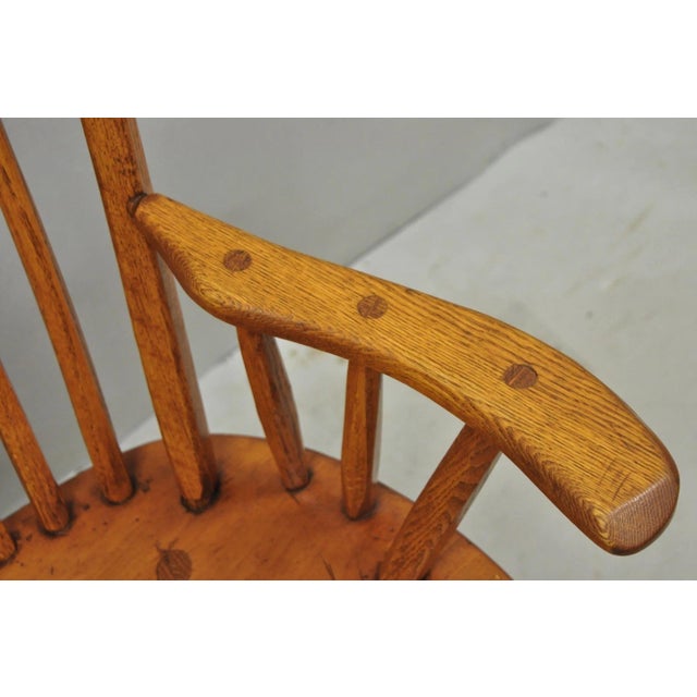 Wood Vintage Hunt Country Furniture Pine Wood Writing Desk Windsor Chair W/ Drawer For Sale - Image 7 of 18