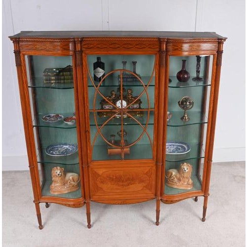 Victorian Satinwood Inlaid Display Cabinet, 1880s For Sale - Image 16 of 16