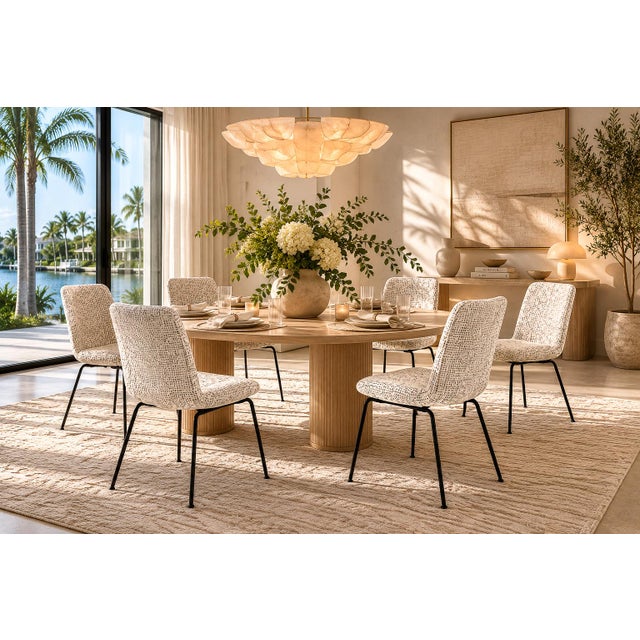 Set of Six Dining Chairs in Metal and Boucle by Carlo Hauner, Brazil, 1950s For Sale In New York - Image 6 of 18