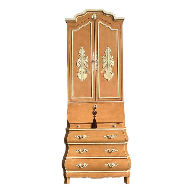 Vintage Regency Carved Detail Secretary Desk For Sale