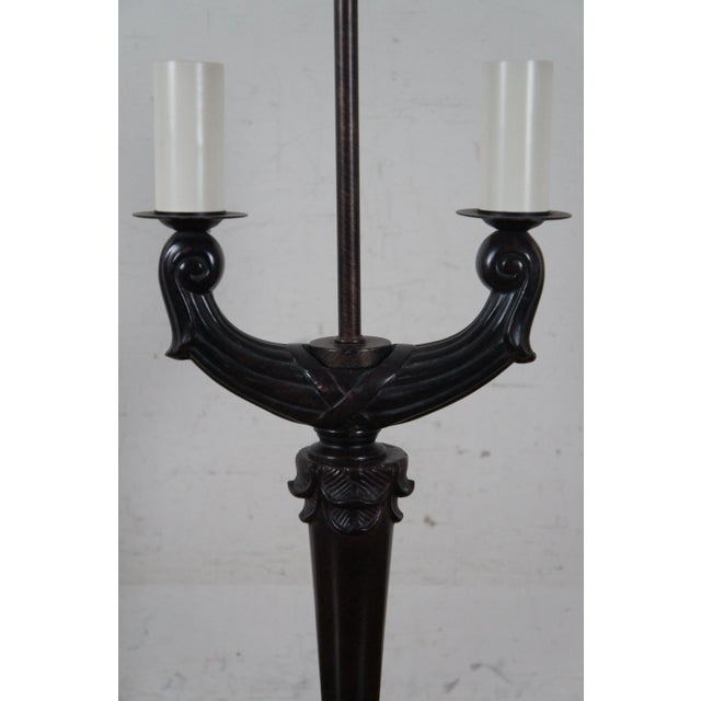 Late 20th Century Late 20th Century Modern Neoclassical Brown Resin Two Arm Candelabra Table Lamp For Sale - Image 5 of 11