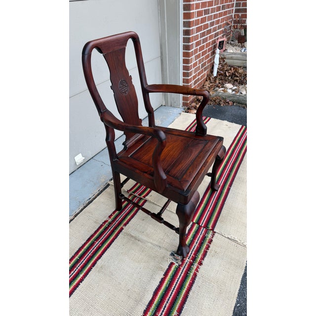 A Very Fine Antique Chinese Export Hongmu Queen Anne Arm Chair, 18th Century For Sale - Image 17 of 18