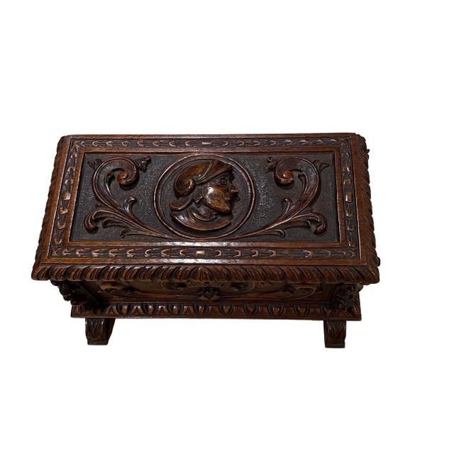 French Antique French Walnut Carved Box For Sale - Image 3 of 8
