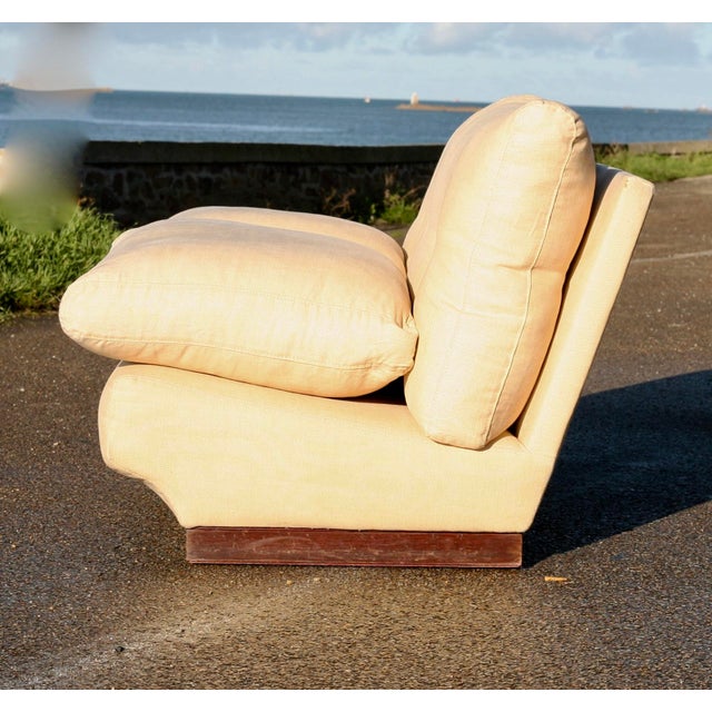 Cassina sofa, Paolo Caliari, Italy, 1963. Very comfortable, with plump seat cushions and cream-colored fabric. Minor,...