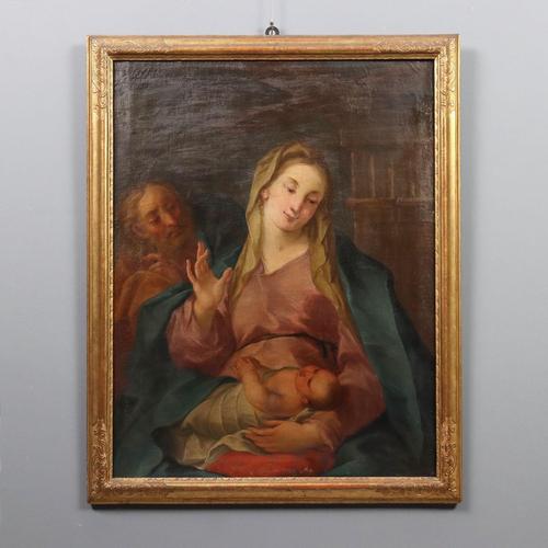 Venetian School Artist, Holy Family, Oil on Canvas For Sale - Image 11 of 11