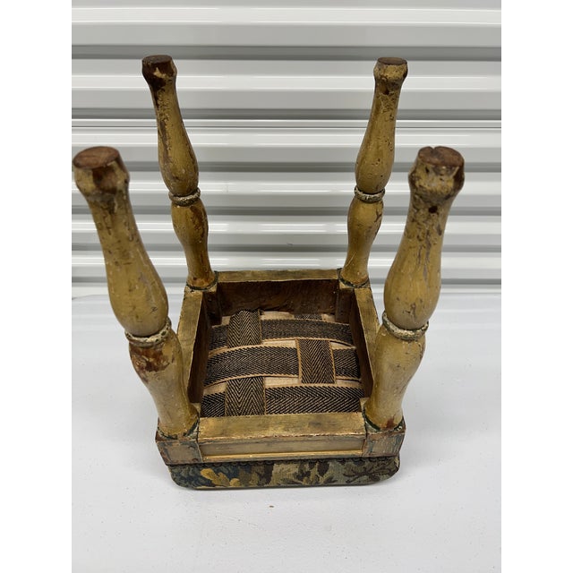 18th Century, French Paint Decorated & Tapestry Upholstered High Stool For Sale - Image 10 of 12