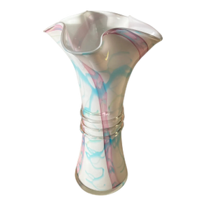 Abstract Pink Blue Abstract Art Glass Vase