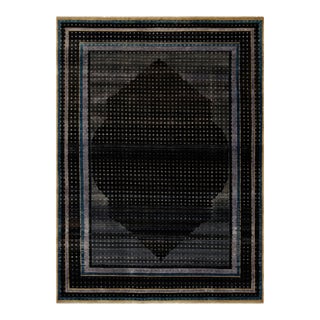 Rug & Kilim’s Persian Rug With Black, Blue and Purple Geometric Patterns For Sale