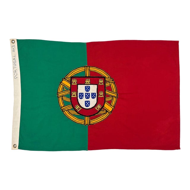 Small Vintage Cotton Flag of Portugal For Sale