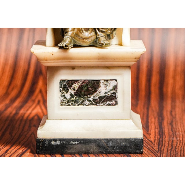 Stone Exceptional Large Antique Grand Tour Bronze St. Peter Marble Statue Sculpture Home Decor For Sale - Image 7 of 15