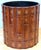 Wood Italian Neoclassical Gilt Leather Book Motif Wastepaper Basket, 20th Century For Sale - Image 7 of 18
