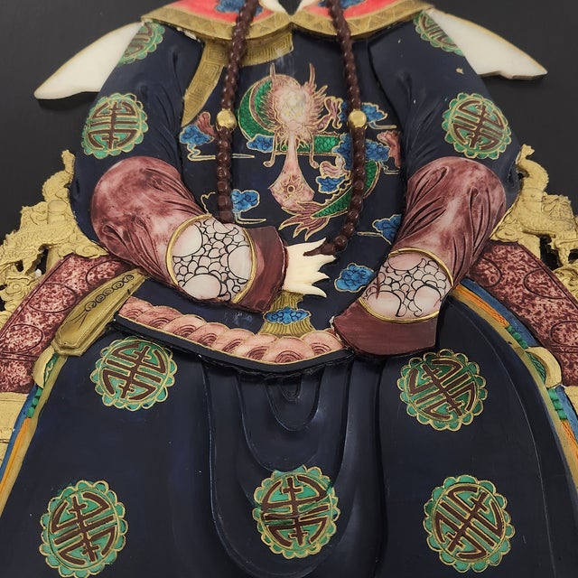 Vintage Qing Dynasty-Style Soapstone Emperor & Empress Wall Panels, Pair For Sale In Chicago - Image 6 of 12
