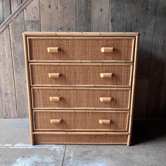 Vintage Bamboo and Cane Chest of Drawers For Sale - Image 9 of 10