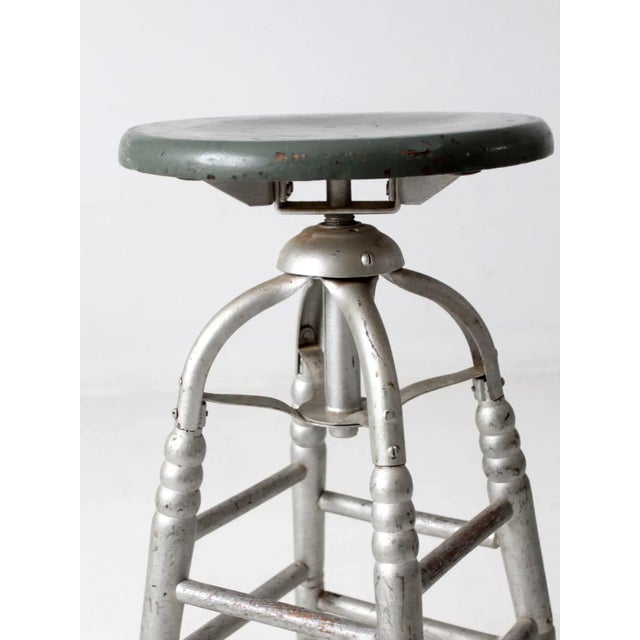 Farmhouse Antique Painted Swivel Seat Stool For Sale - Image 3 of 11