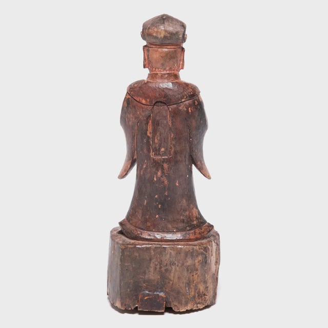 Mid 19th Century 19th Century Chinese Carved Polychromed Altar Spirit For Sale - Image 5 of 6