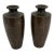 Vintage Japanese Silver Inlaid Bamboo Design Bronze Vase Set of 2 Meiji Period For Sale