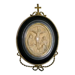 Mid 19th Century Napoleon III Frame Meershaum Bas Relief Representing the Crucifixion
