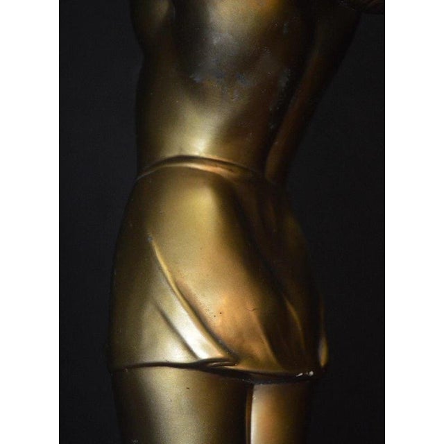 Metal Art Deco French Bronze Figural Dancer Table Lamp with Glass Globe,1930s For Sale - Image 7 of 18